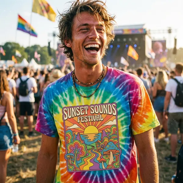 Merchandising personalizado con sublimación textil para festival de verano y eventos